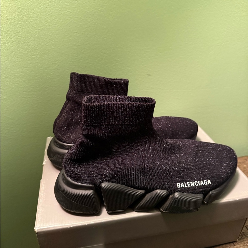 Balenciaga Black Knit Sock Sneakers with Chunky Soles